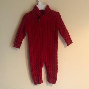 Red Christmas sweater onesie